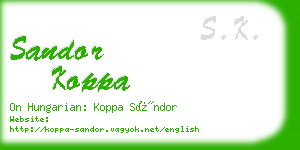 sandor koppa business card